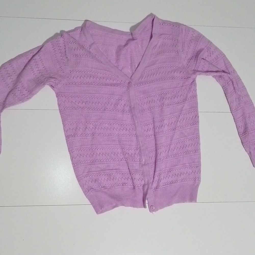 Size small womens  light purple cardigan with eyelet details. Spring is here!